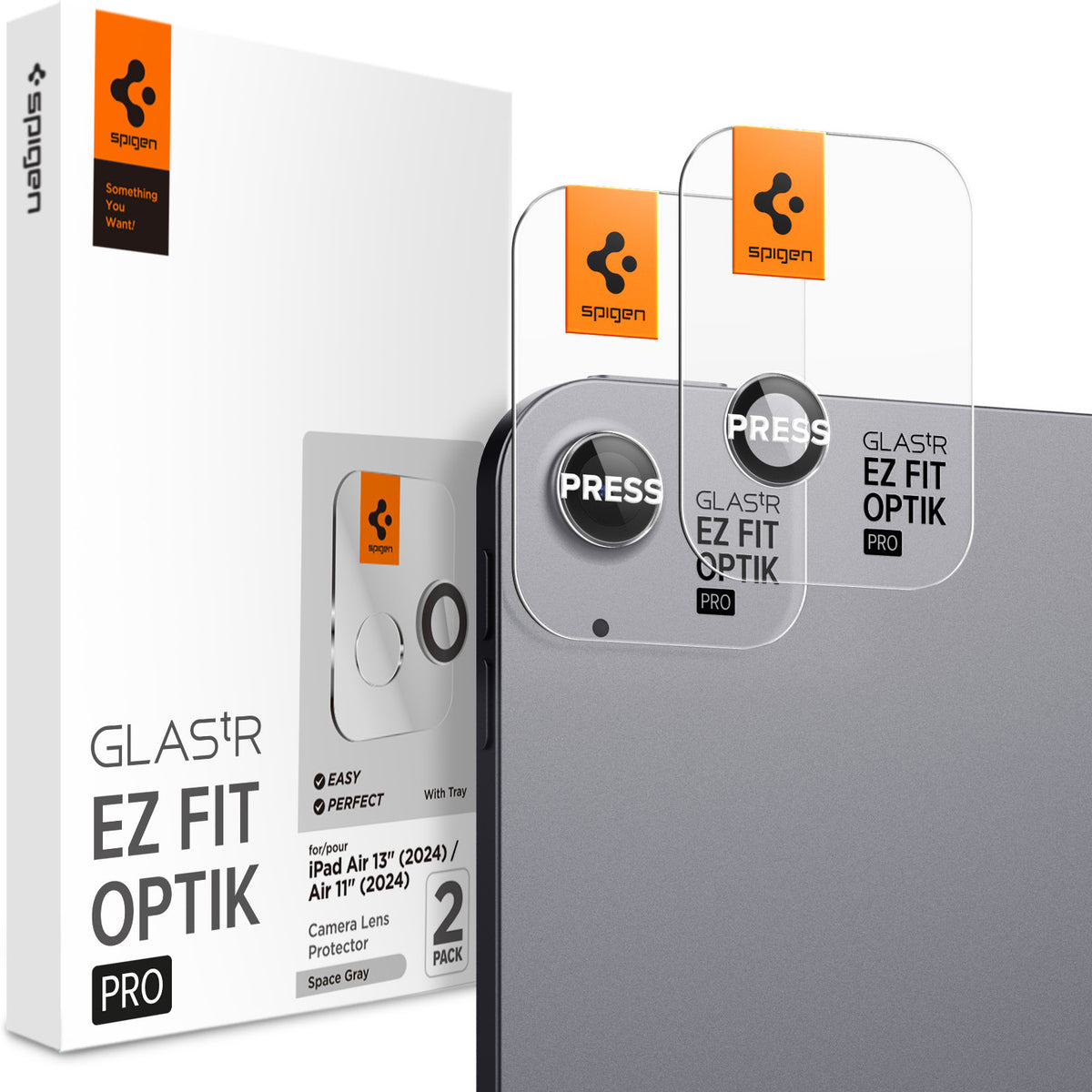 Glas für die Kamera für iPad Air 11" / 13" M4/M3/M2, Spigen Glas.tR EZ Fit Optik Pro 2-Pack, Grau