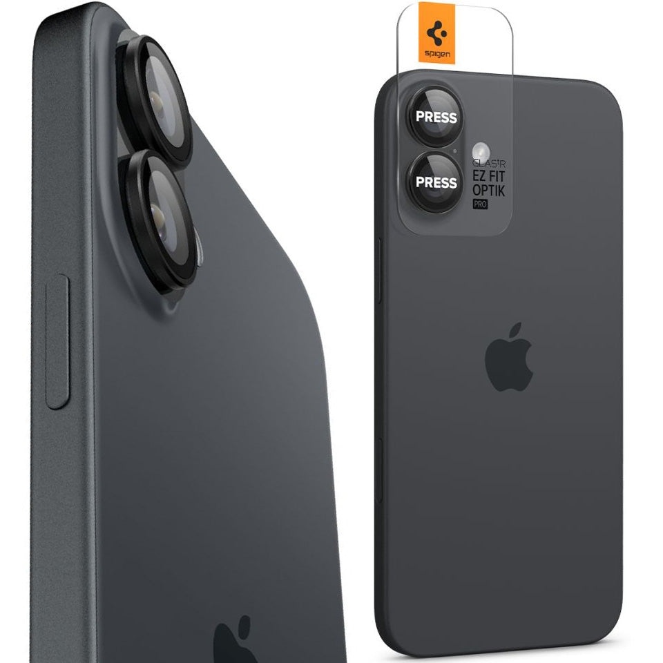 Glas für die Kamera Spigen Glas.tR EZ Fit Optik Pro 2-Pack für iPhone 17 / 16 Plus / 16, Schwarz