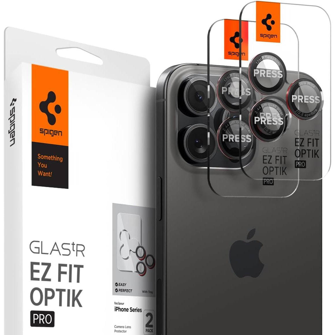 Glas für die Kamera Spigen Glas.tR EZ Fit Optik Pro 2-Pack für iPhone 17 Pro Max - 14 Pro, Schwarz-Rot (L-Series)