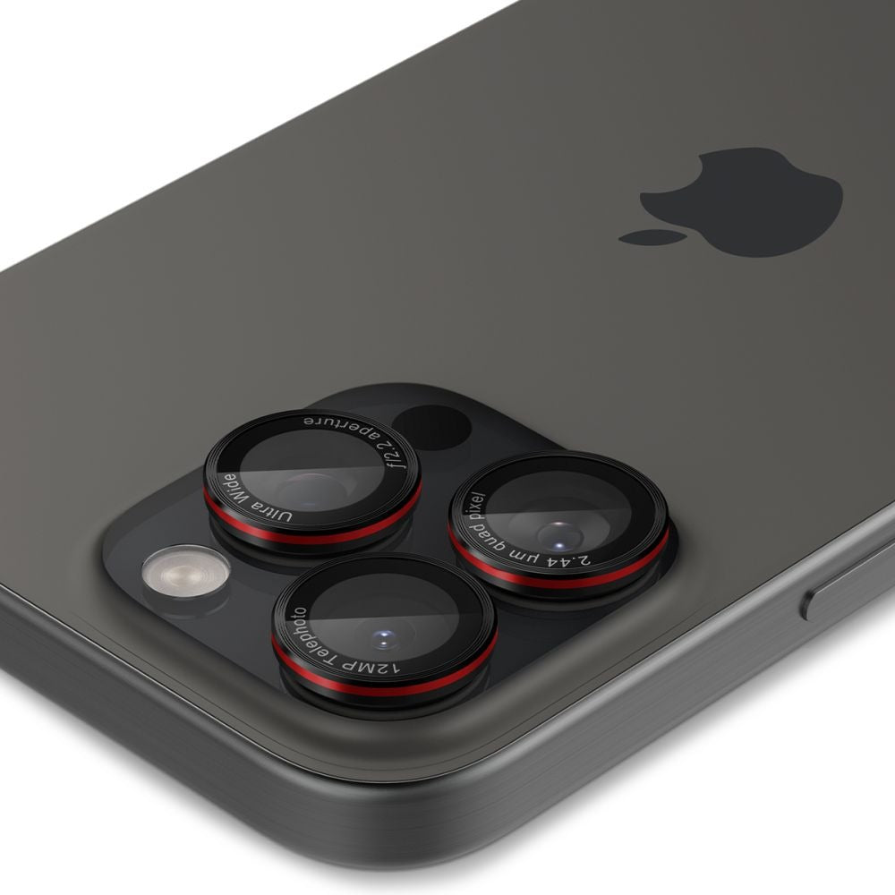 Glas für die Kamera Spigen Glas.tR EZ Fit Optik Pro 2-Pack für iPhone 17 Pro Max - 14 Pro, Schwarz-Rot (L-Series)