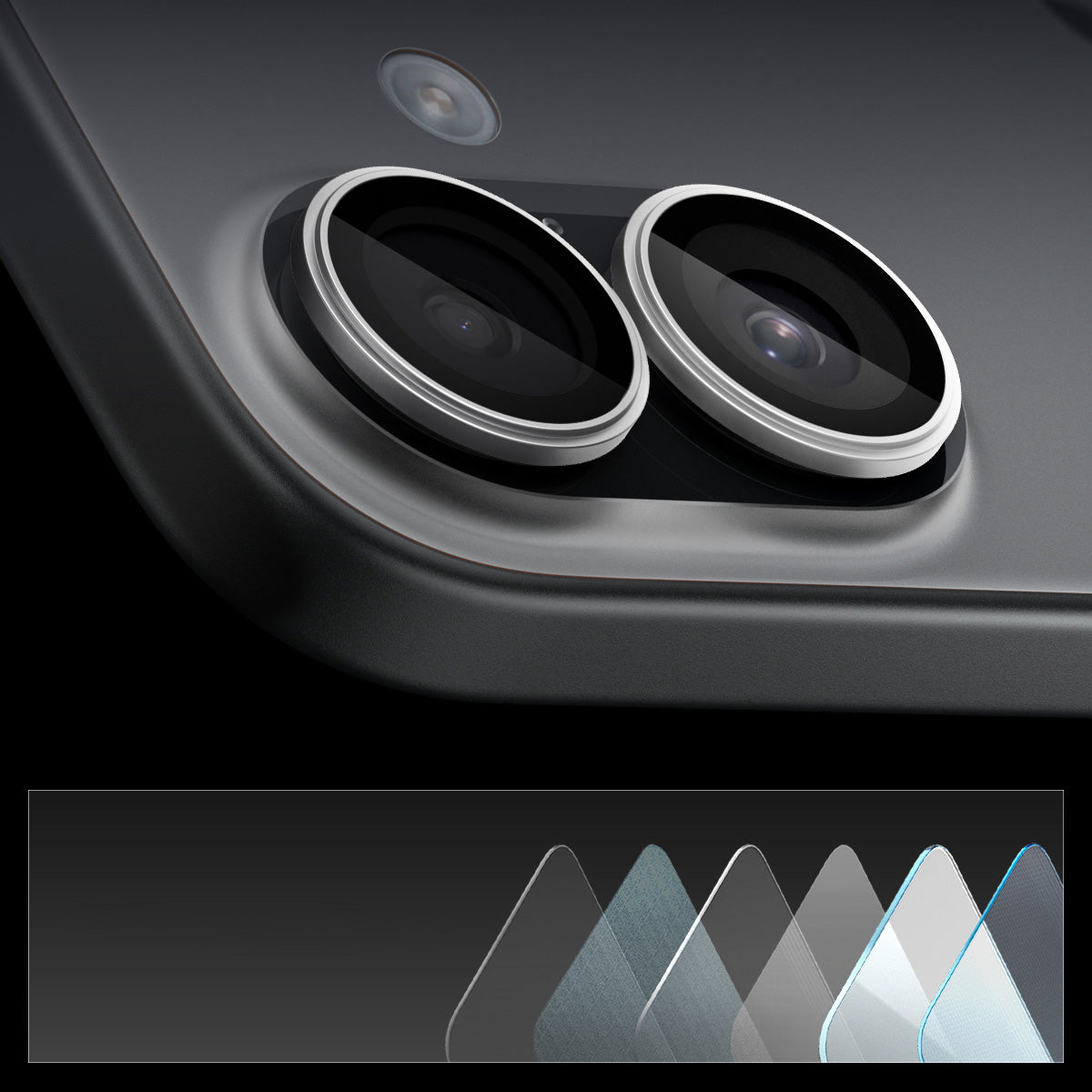 Glas für die Kamera Spigen Glas.tR EZ Fit Optik Pro 2-Pack für iPhone 17 / 16 Plus / 16, Schwarz-Silbern