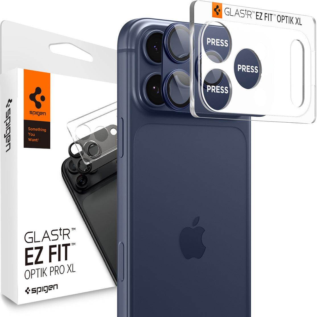 Glas für die Kamera für iPhone 17 Pro, Spigen Glas.tR Ez Fit Optik Pro XL 1-Pack, Dunkelblau