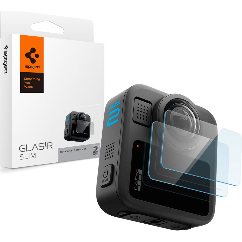 Gehärtetes Glas für GoPro MAX 2, Spigen Glas.tR Slim, 2 Stück