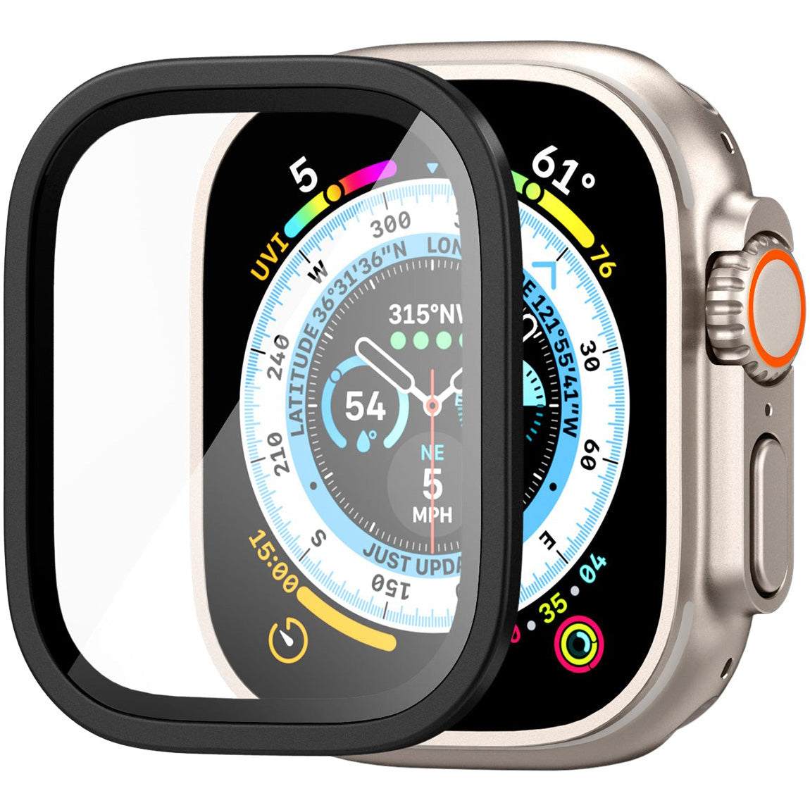 Glas mit Rahmen Spigen Glas.tR Slim Pro 1-Pack für Apple Watch Ultra 3/2/1 49 mm, Schwarz