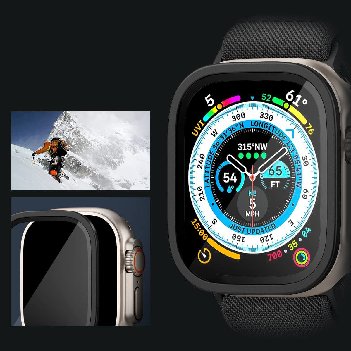 Glas mit Rahmen Spigen Glas.tR Slim Pro 1-Pack für Apple Watch Ultra 4/3/2/1 49 mm, Schwarz