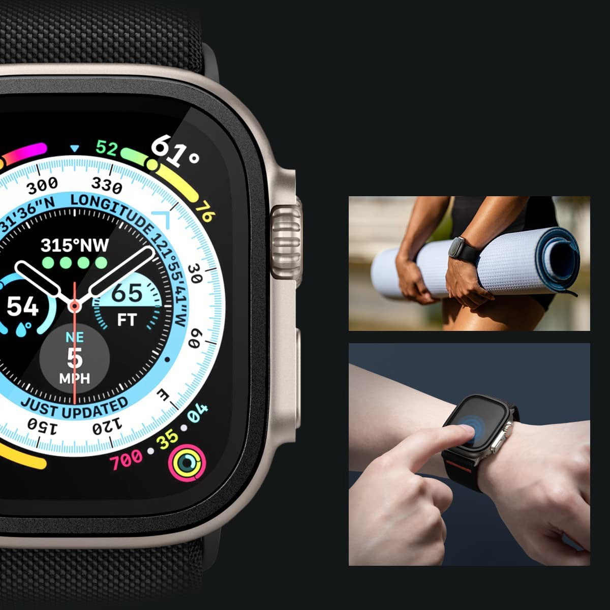 Glas mit Rahmen Spigen Glas.tR Slim Pro 1-Pack für Apple Watch Ultra 4/3/2/1 49 mm, Schwarz