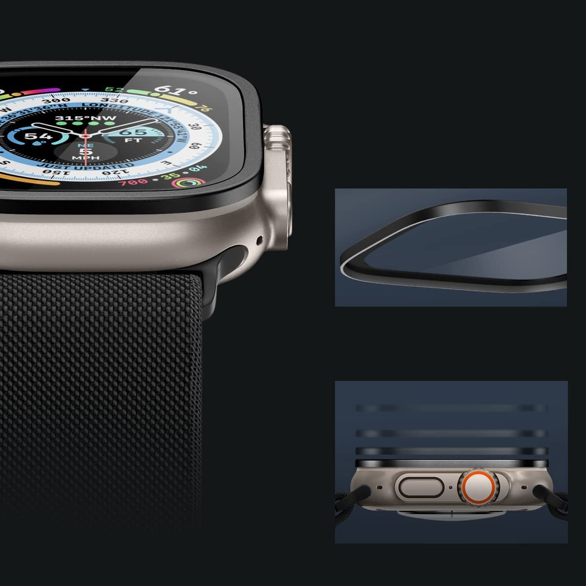 Glas mit Rahmen Spigen Glas.tR Slim Pro 1-Pack für Apple Watch Ultra 4/3/2/1 49 mm, Schwarz