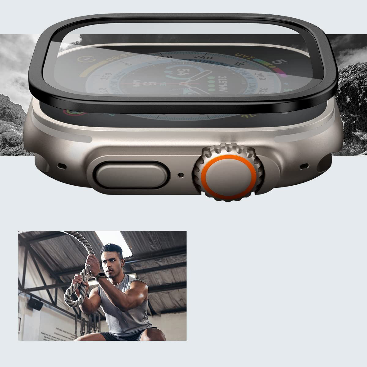 Glas mit Rahmen Spigen Glas.tR Slim Pro 1-Pack für Apple Watch Ultra 4/3/2/1 49 mm, Schwarz