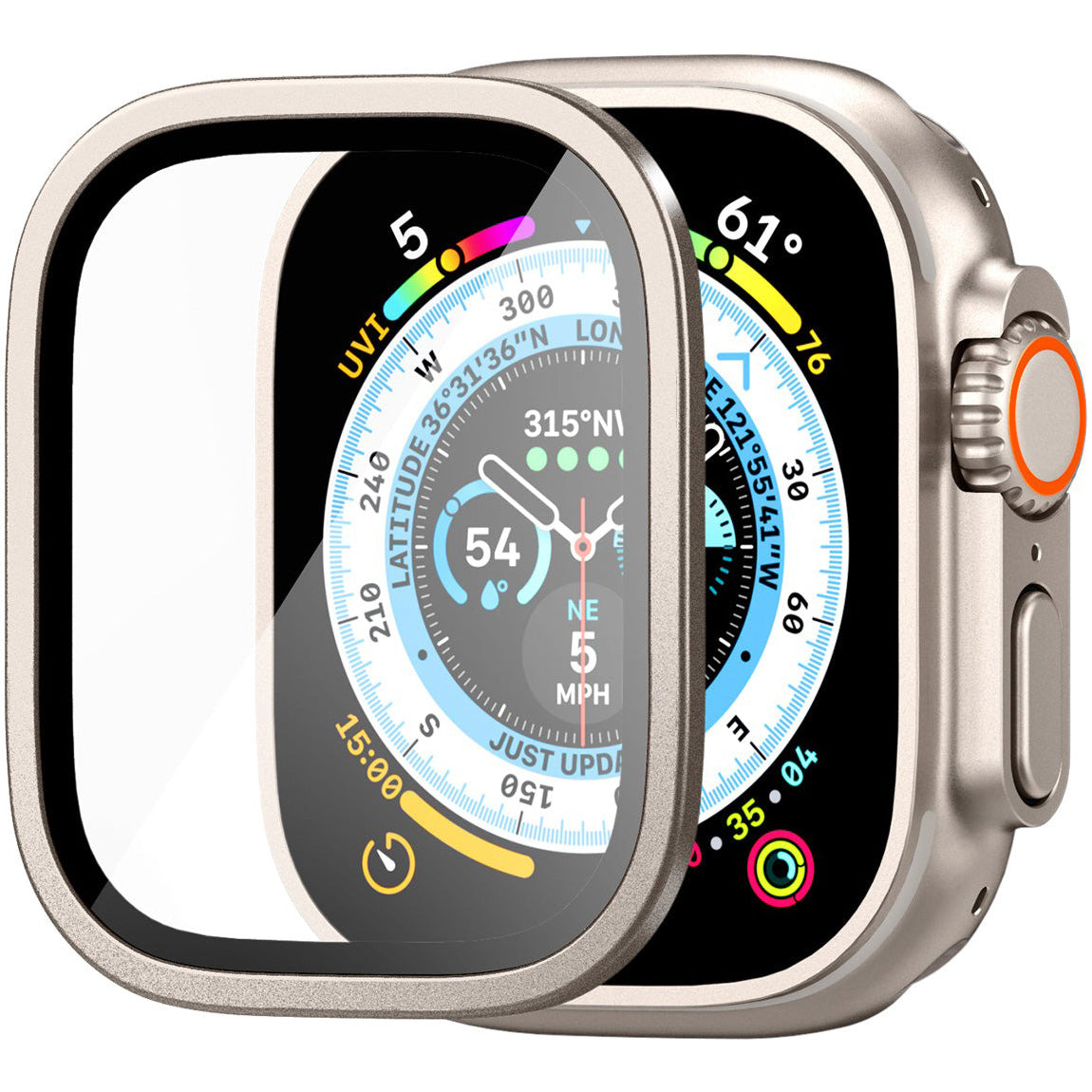 Glas mit Rahmen Spigen Glas.tR Slim Pro 1-Pack für Apple Watch Ultra 3/2/1 49 mm, Titan Farbe