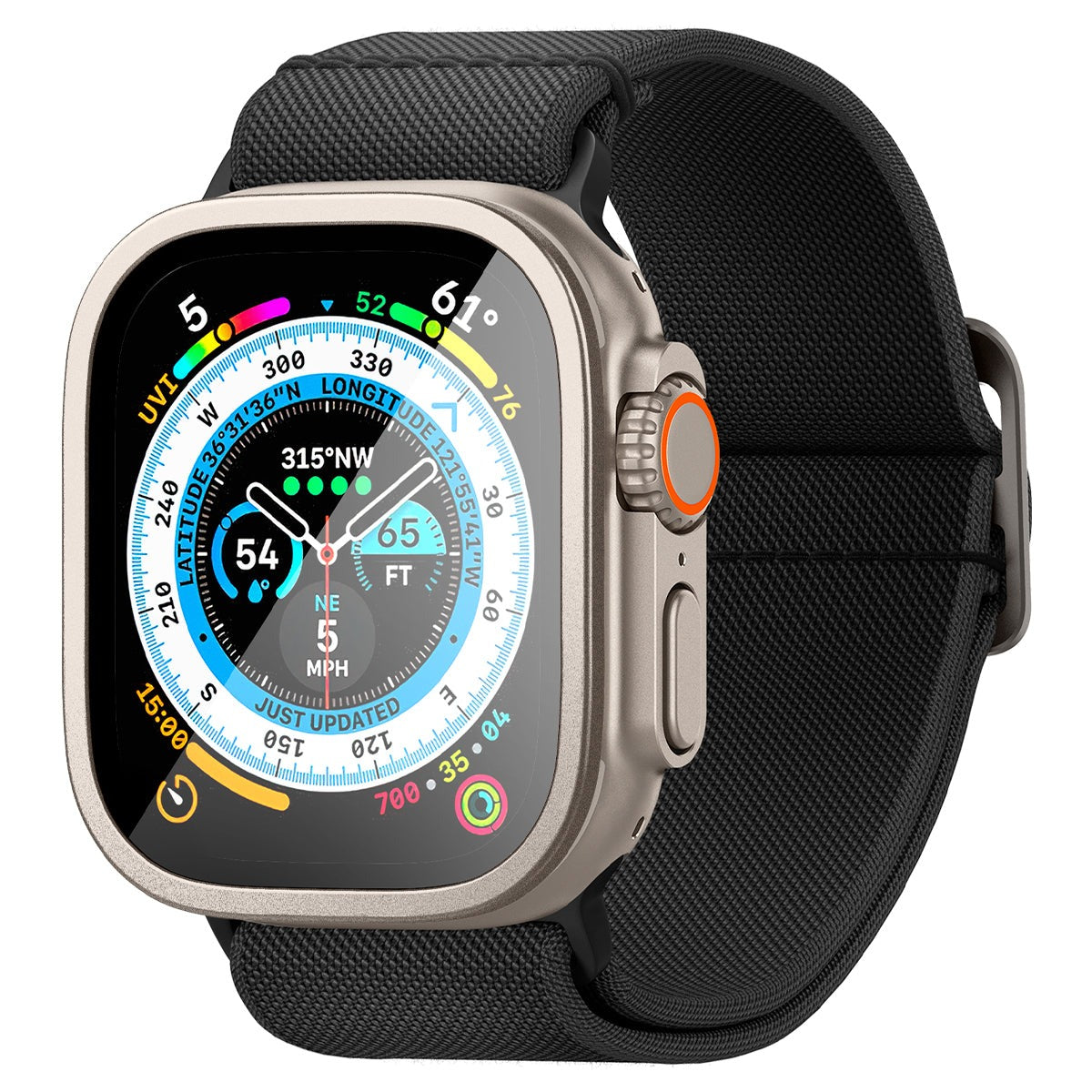 Glas mit Rahmen Spigen Glas.tR Slim Pro 1-Pack für Apple Watch Ultra 3/2/1 49 mm, Titan Farbe