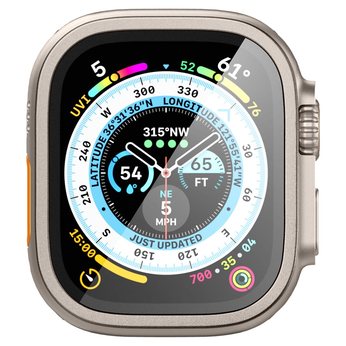 Glas mit Rahmen Spigen Glas.tR Slim Pro 1-Pack für Apple Watch Ultra 3/2/1 49 mm, Titan Farbe