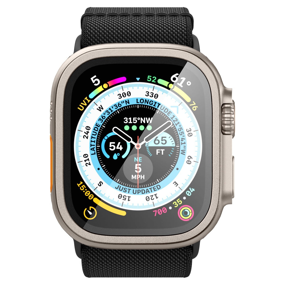 Glas mit Rahmen Spigen Glas.tR Slim Pro 1-Pack für Apple Watch Ultra 3/2/1 49 mm, Titan Farbe