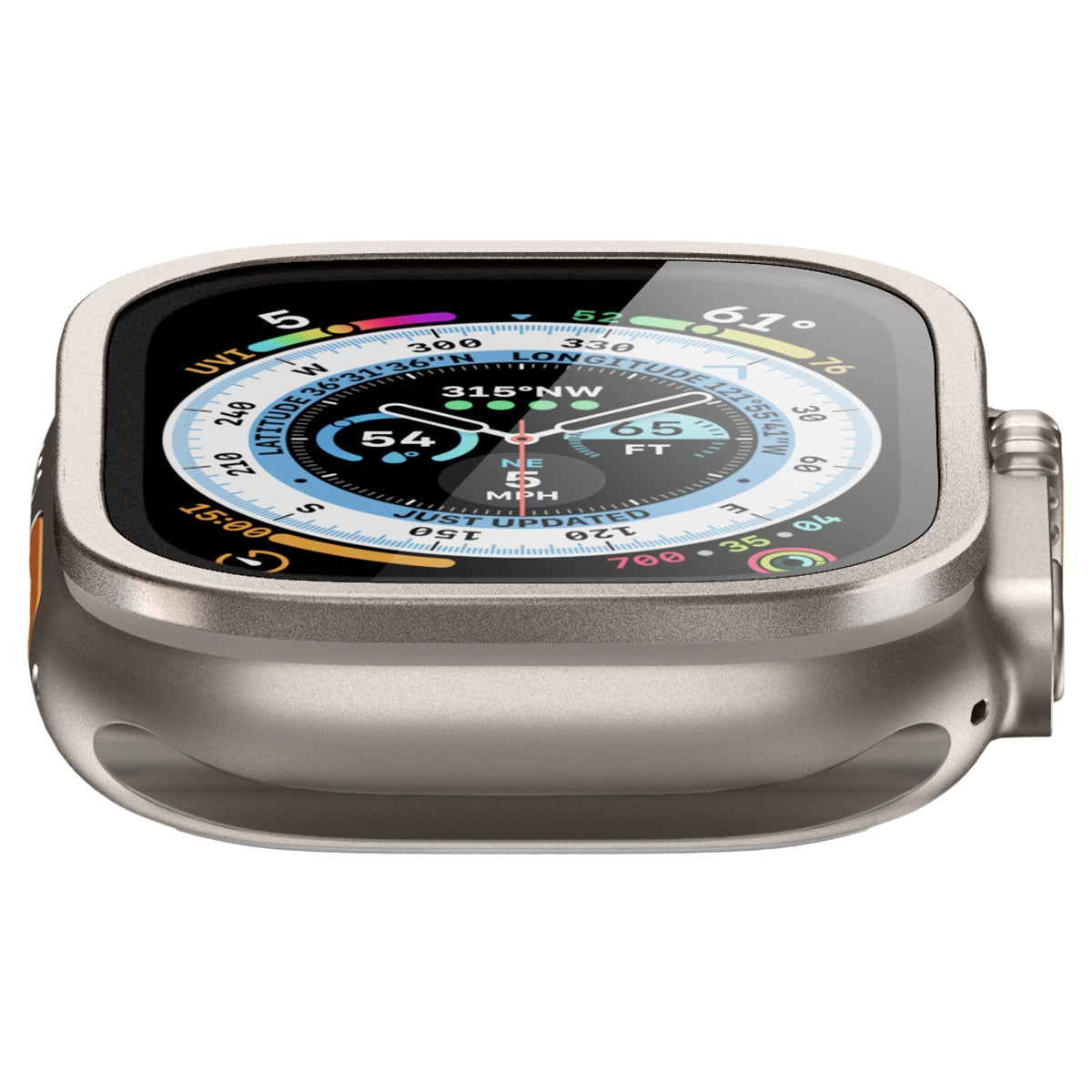 Glas mit Rahmen Spigen Glas.tR Slim Pro 1-Pack für Apple Watch Ultra 3/2/1 49 mm, Titan Farbe