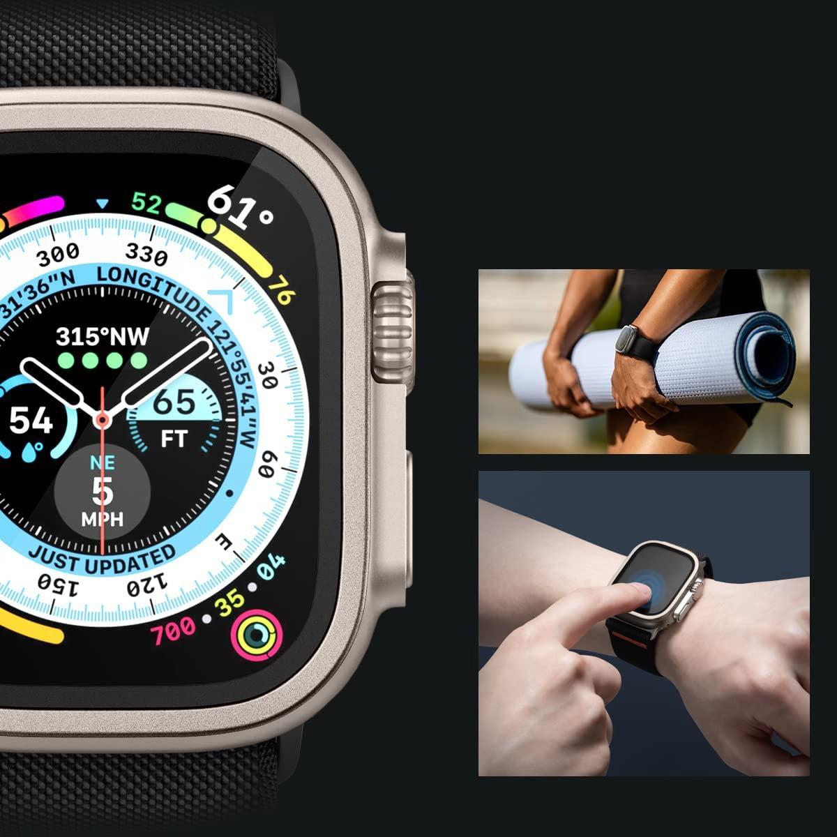 Glas mit Rahmen Spigen Glas.tR Slim Pro 1-Pack für Apple Watch Ultra 3/2/1 49 mm, Titan Farbe
