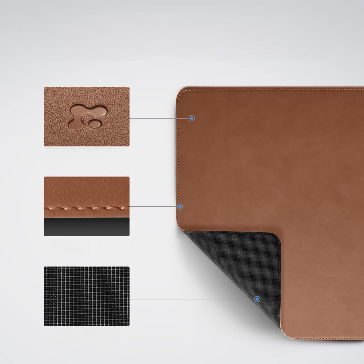 Öko-Leder-Schreibtisch/Mausunterlage, Spigen LD302, Braun