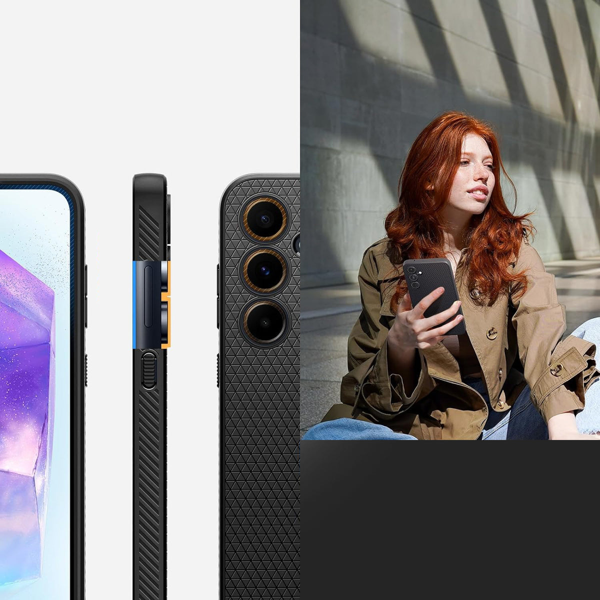 Schutzhülle für Galaxy A55 5G, Spigen Liquid Air, Schwarz