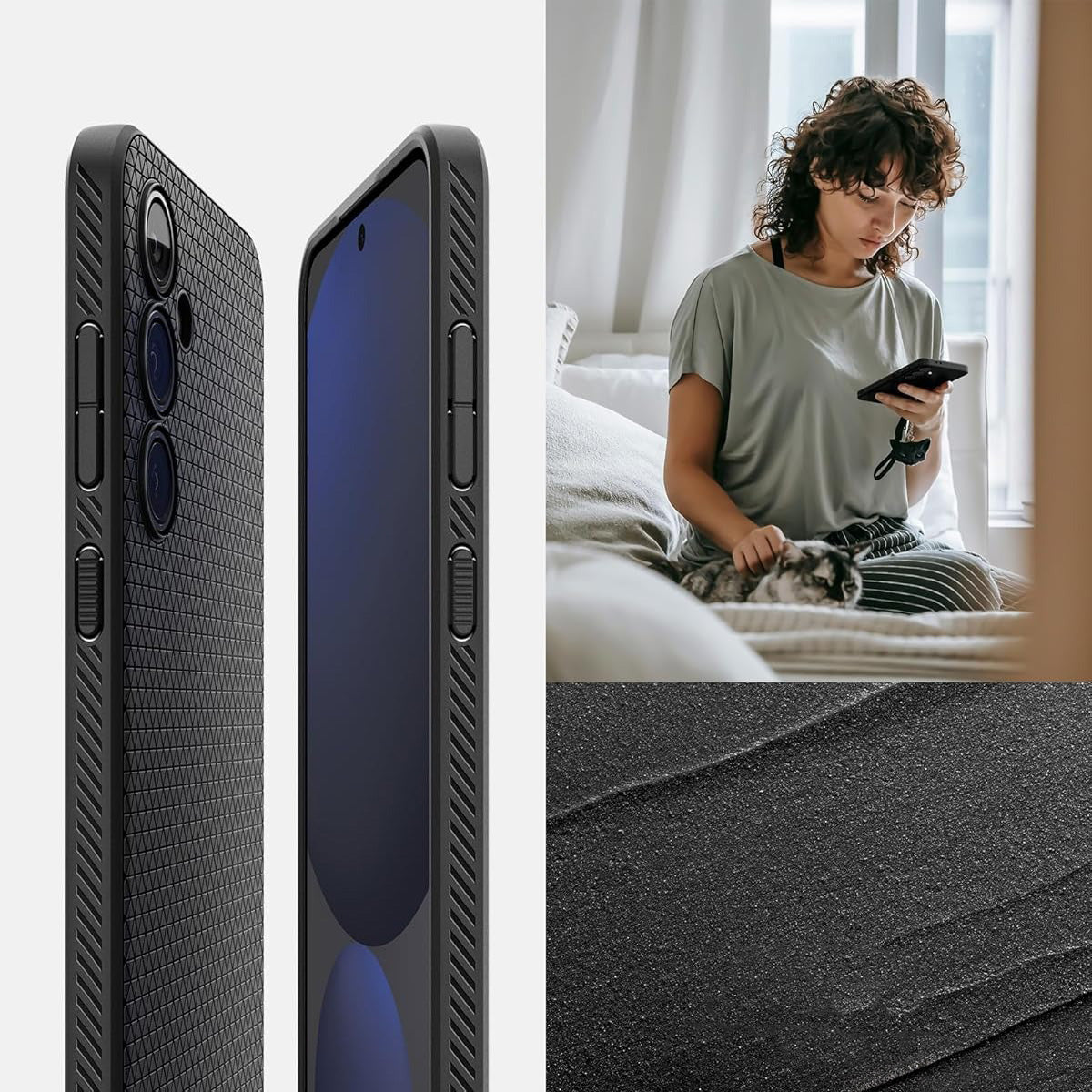 Handyhülle für Galaxy S24 FE, Spigen Liquid Air, Schwarz