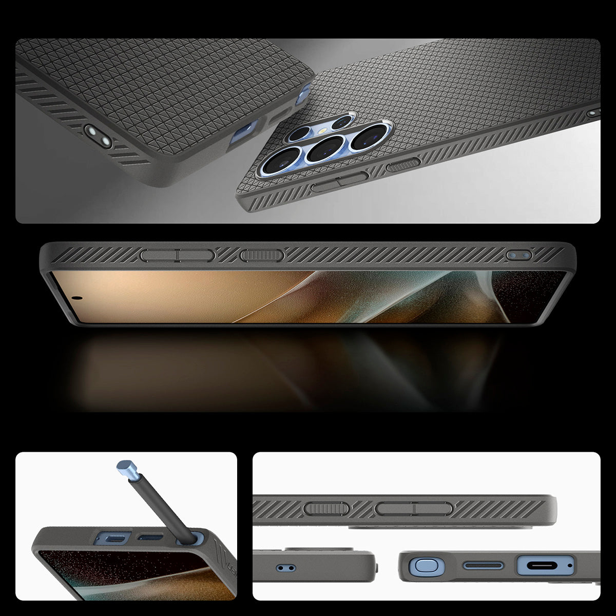 Handyhülle für Galaxy S25 Ultra, Spigen Liquid Air, Grau