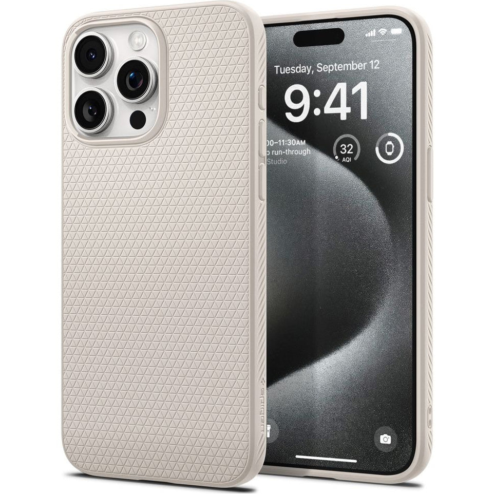 Schutzhülle für Apple iPhone 15 Pro, Spigen Liquid Air, Beige