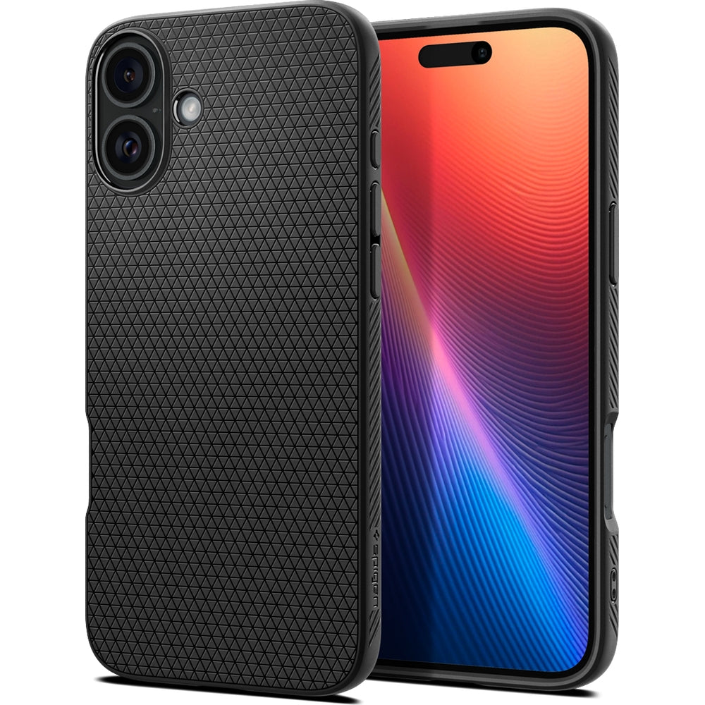 Handyhülle für iPhone 16, Spigen Liquid Air, Schwarz