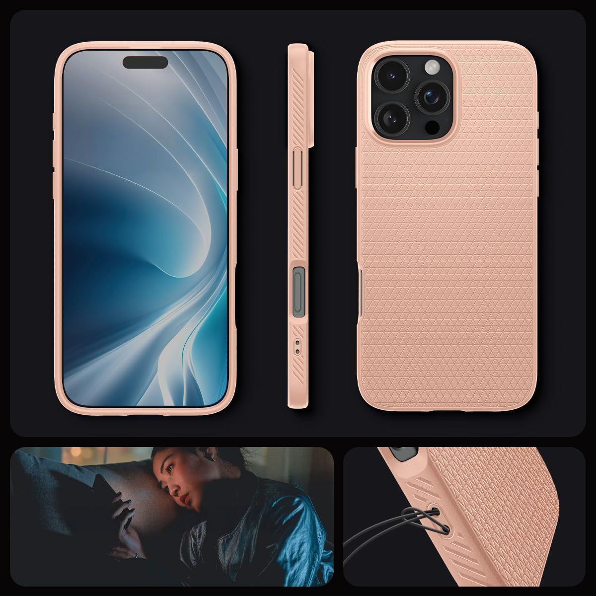 Handyhülle für iPhone 16 Pro, Spigen Liquid Air, Rosa