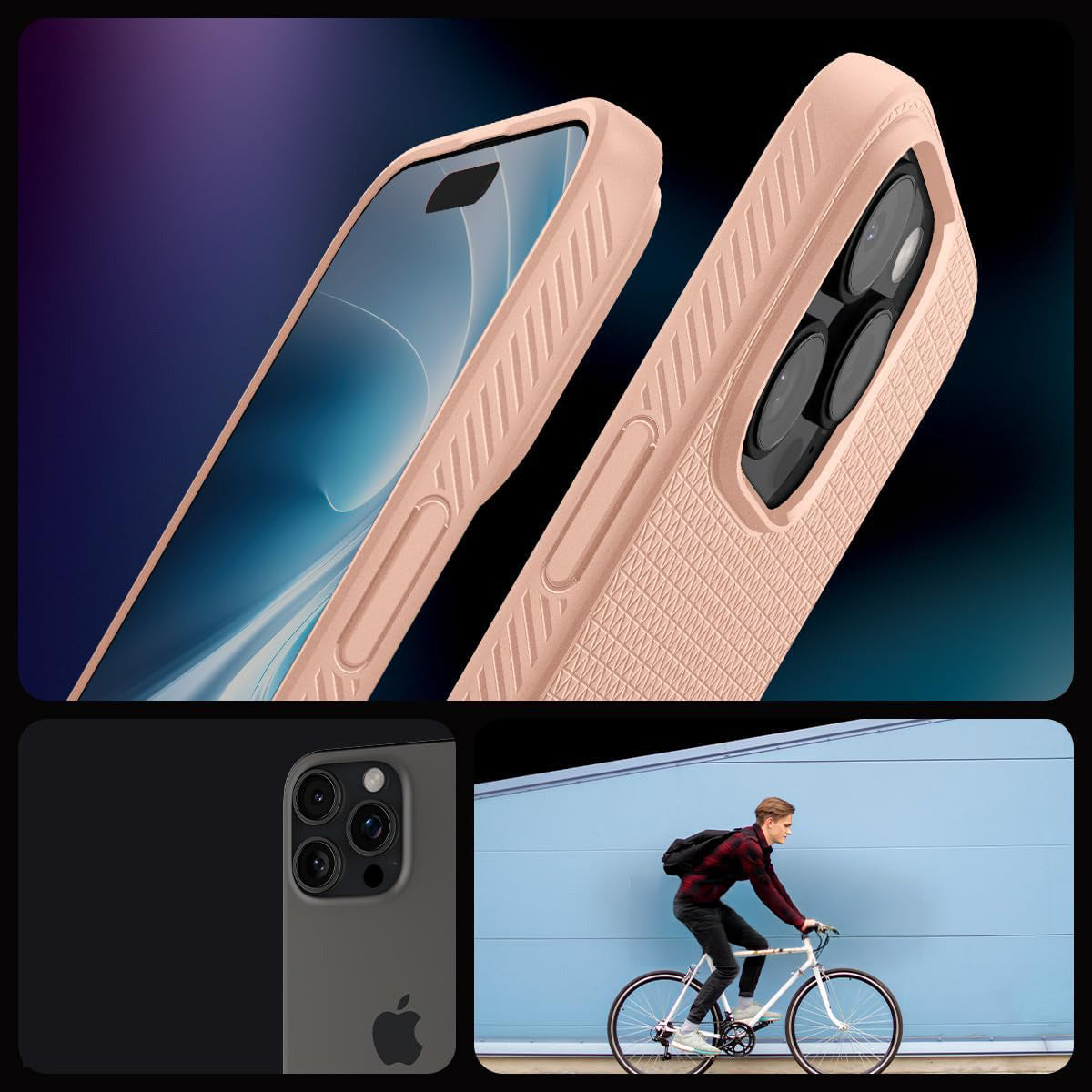 Handyhülle für iPhone 16 Pro, Spigen Liquid Air, Rosa