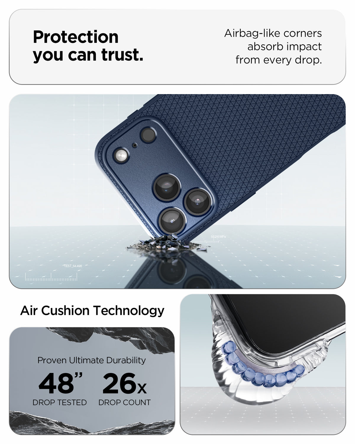 Handyhülle für iPhone 18 Pro, Spigen Liquid Air, Dunkelblau (5/14)