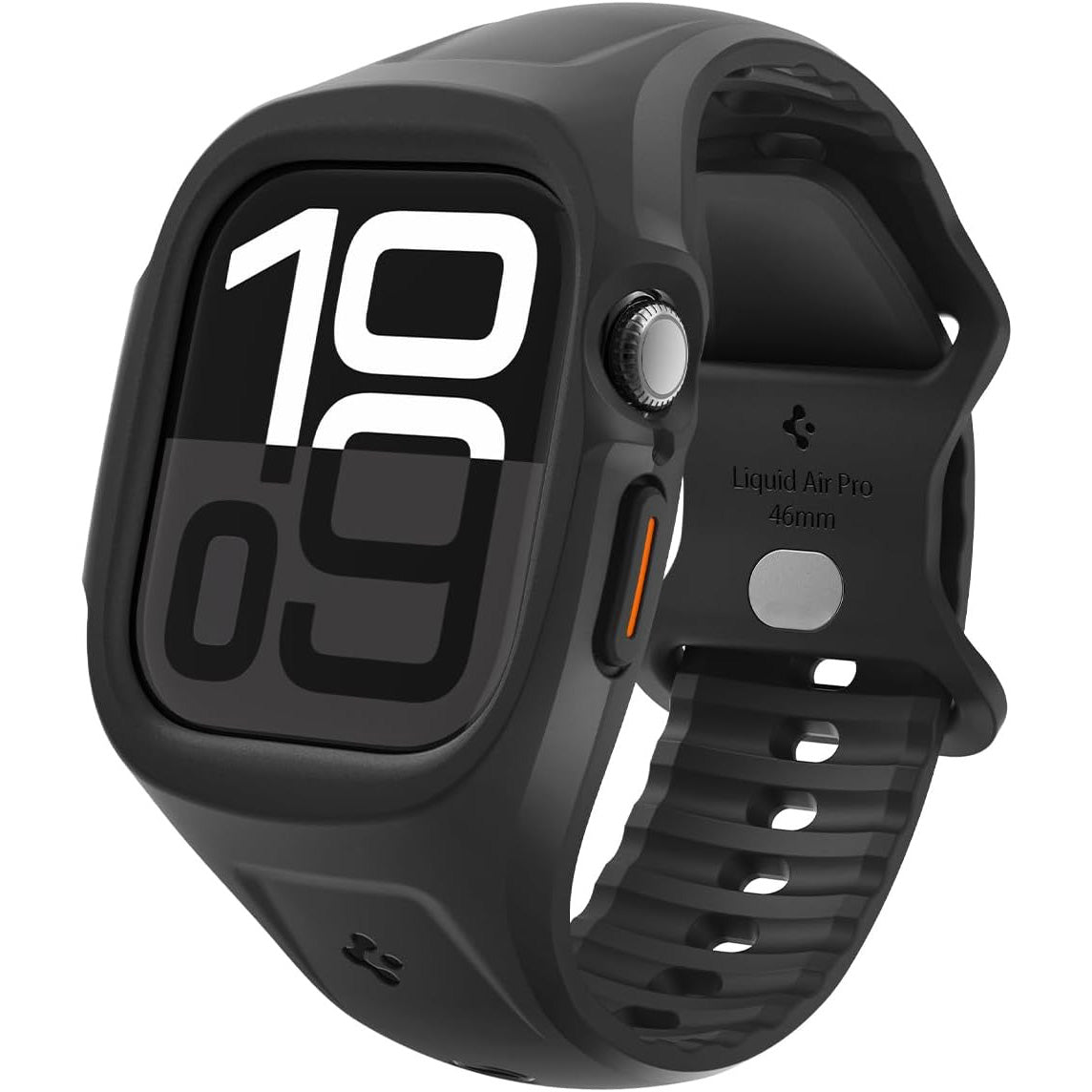 Hülle mit einem Armband für Apple Watch 11 / 10 (46 mm), Spigen Liquid Air Pro, Schwarz