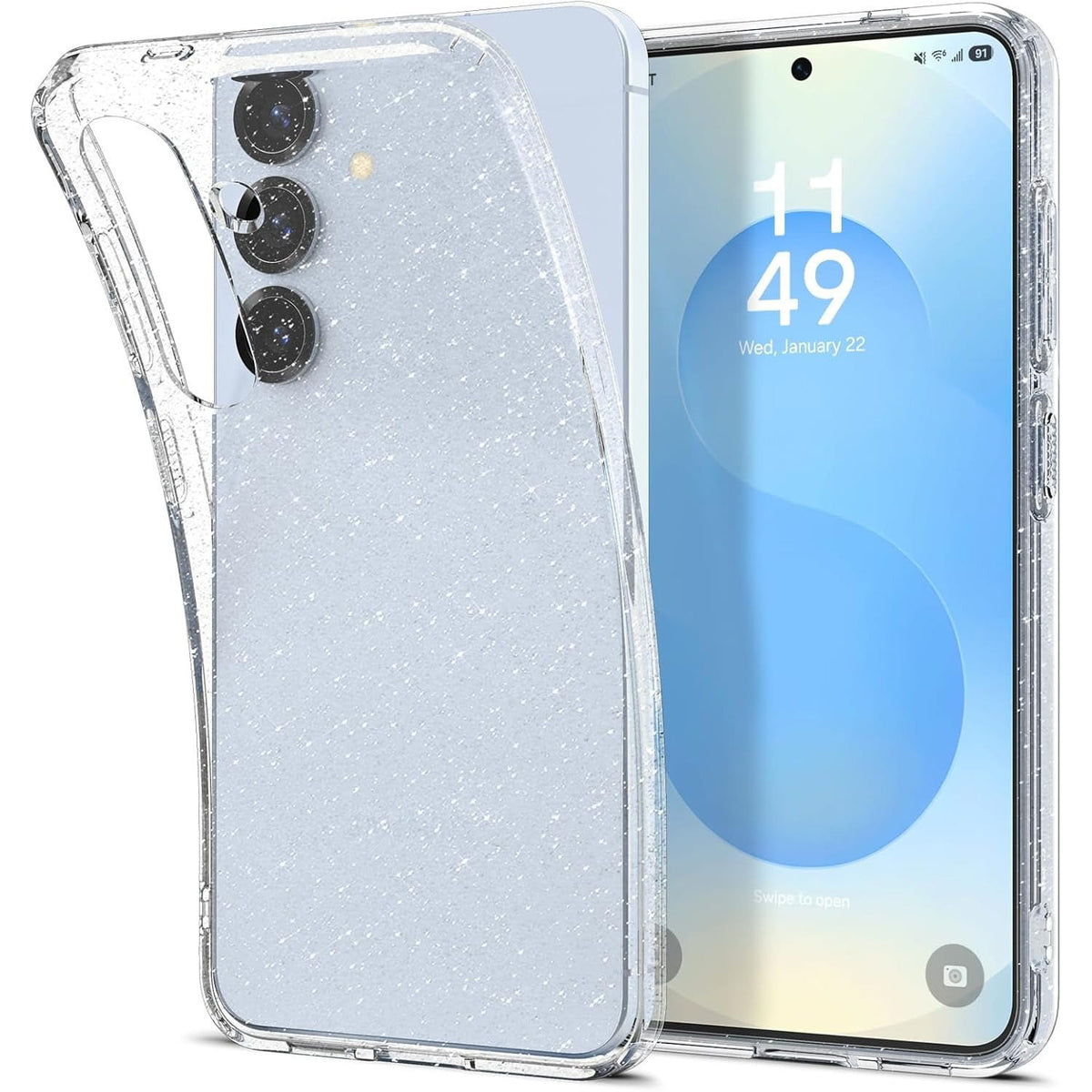 Handyhülle für Galaxy S25, Spigen Liquid Crystal Glitter, Transparent mit Glitzer