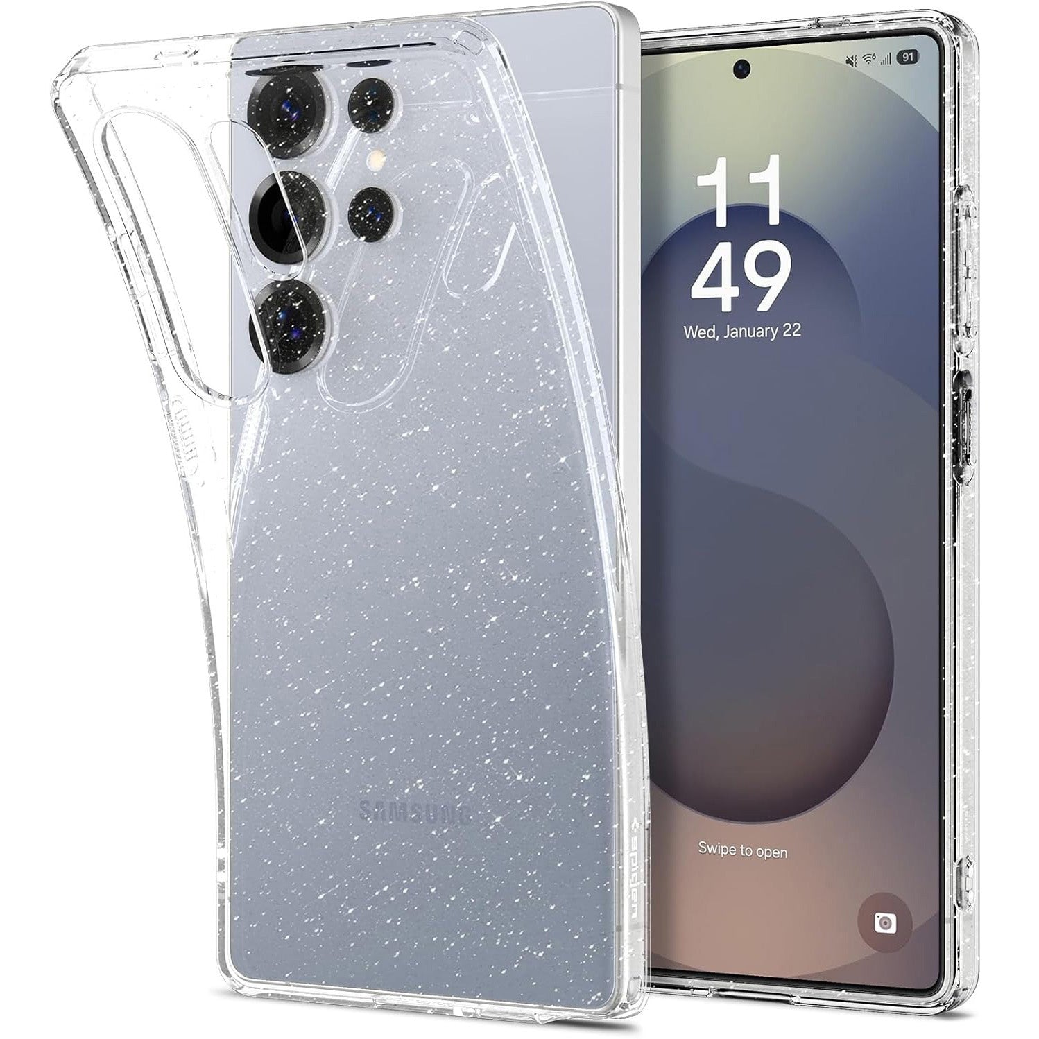 Handyhülle für Galaxy S25 Ultra, Spigen Liquid Crystal Glitter, Transparent mit Glitzer