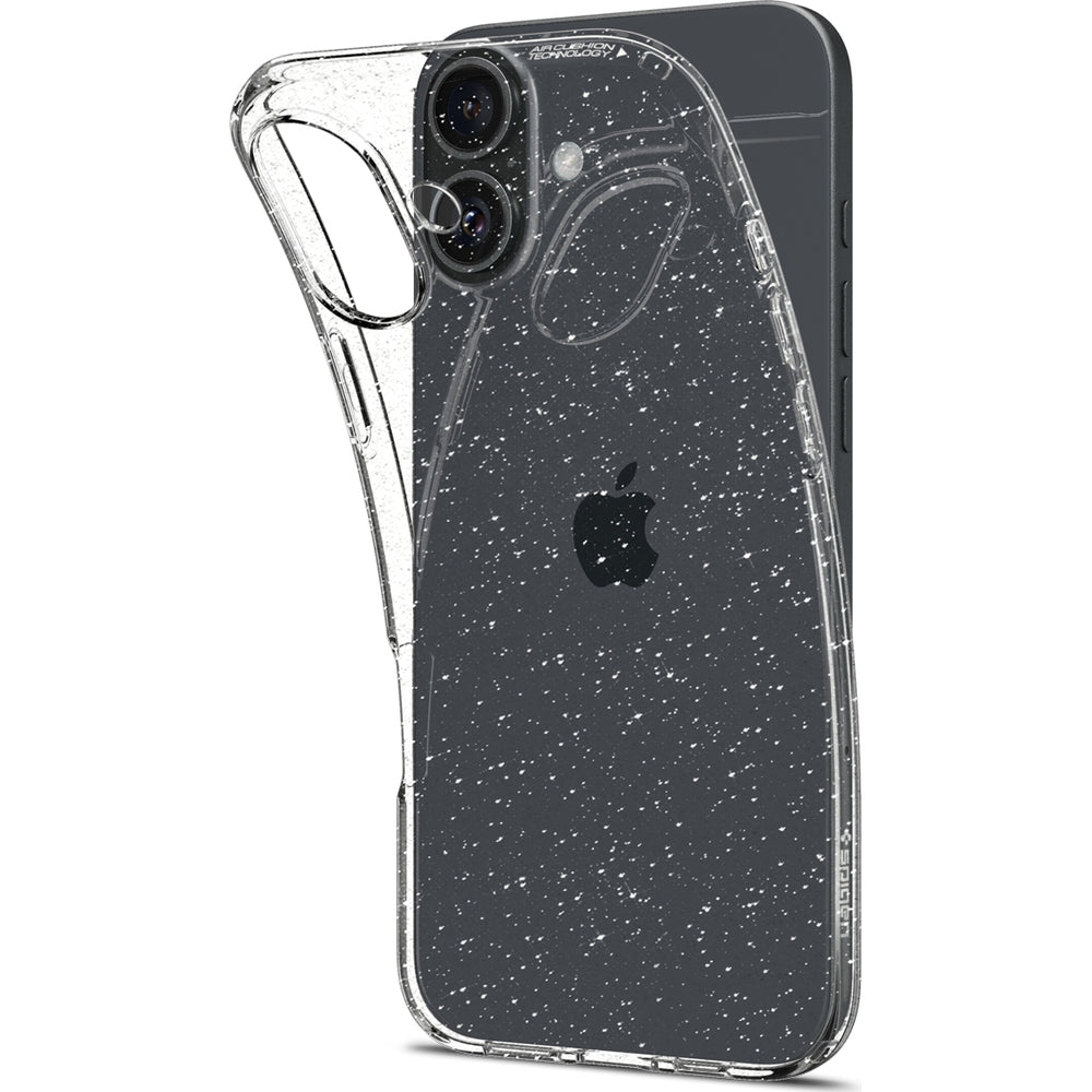 Handyhülle für iPhone 16, Spigen Liquid Crystal Glitter, Transparent mit Glitzer