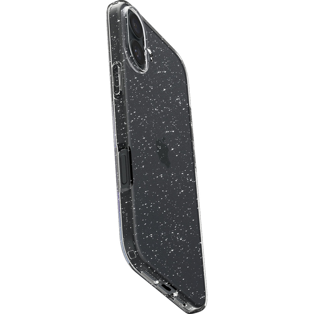 Handyhülle für iPhone 16, Spigen Liquid Crystal Glitter, Transparent mit Glitzer