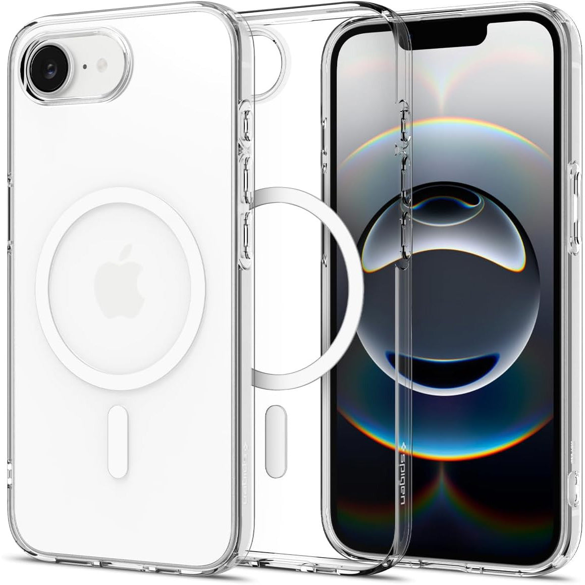 Handyhülle für iPhone 17e / 16e, Spigen Liquid Crystal Mag mit MagSafe, Transparent-Weiß