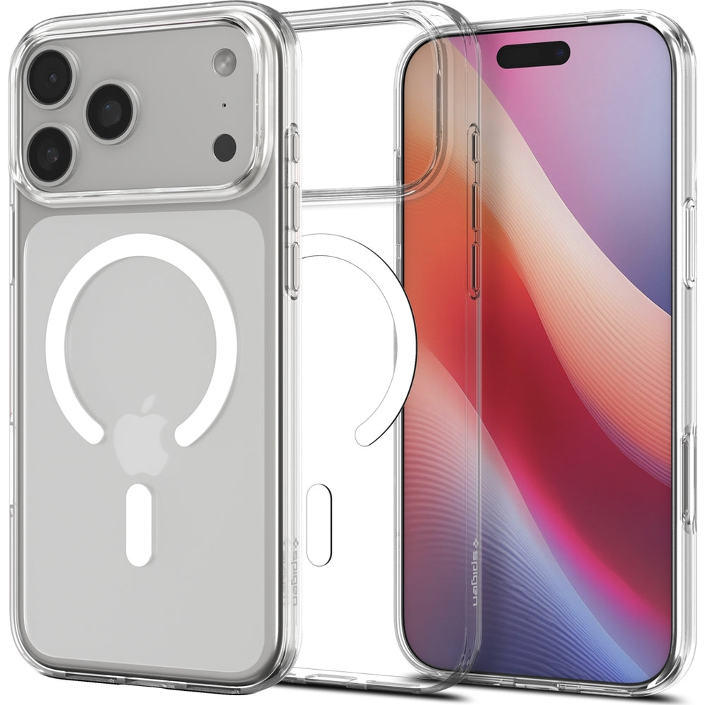 Handyhülle für iPhone 17 Pro, Spigen Liquid Crystal Mag mit MagSafe, Transparent-Weiß