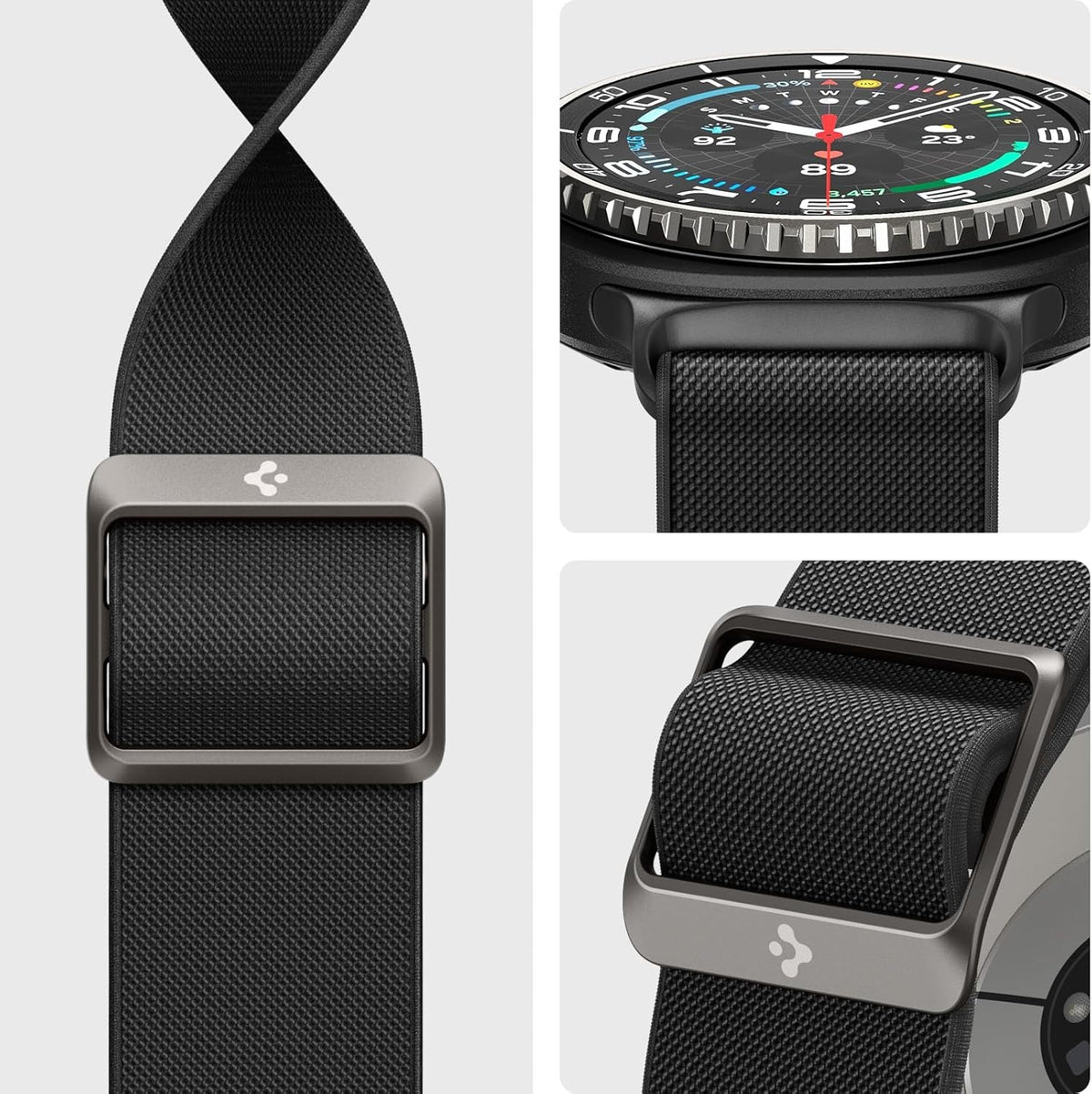 Armband für Galaxy Watch 9 40 mm / 44 mm / 8 40 mm / 44 mm / 8 Classic 46 mm, Classic 46 mm, Spigen Lite Fit, Schwarz