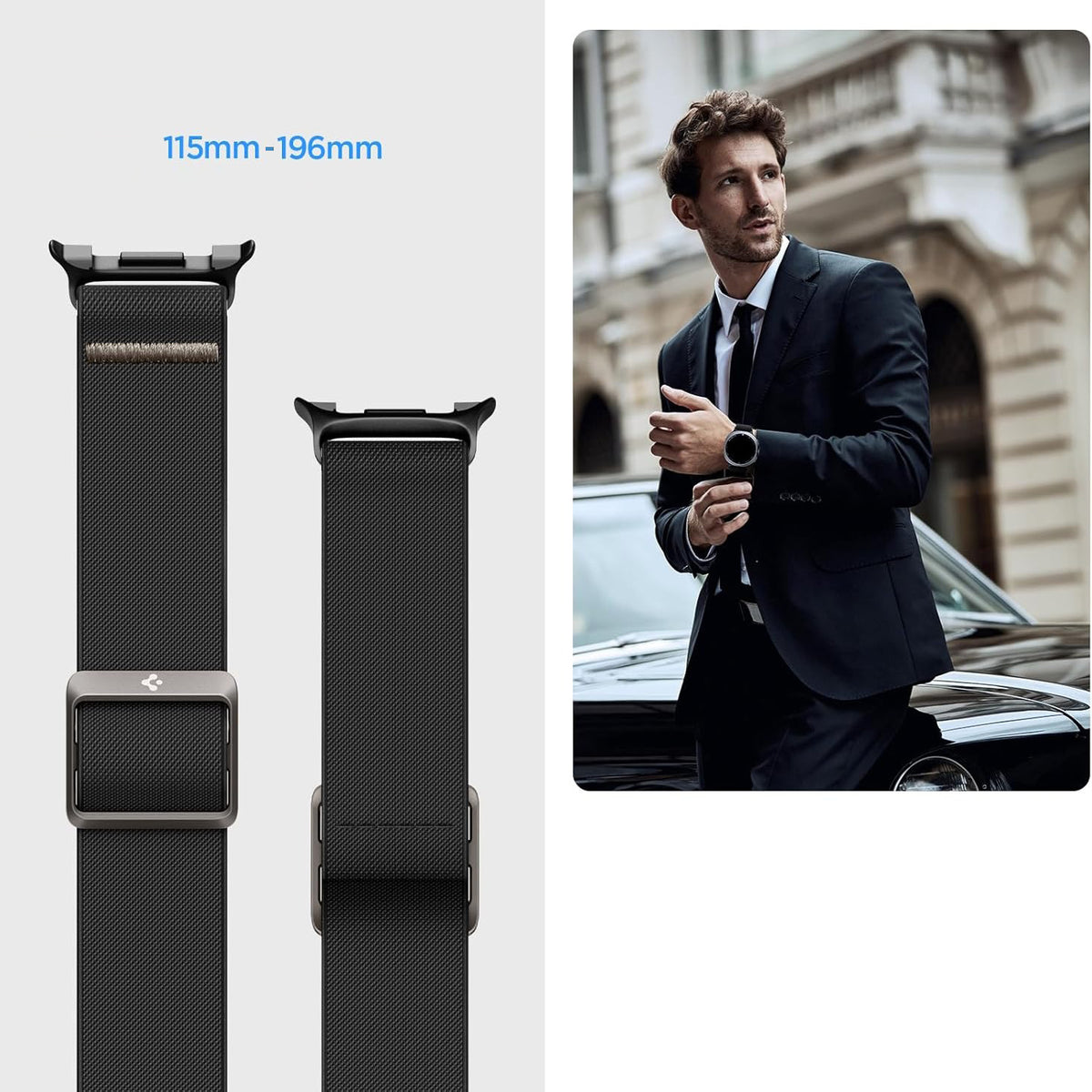 Armband für Galaxy Watch 9 40 mm / 44 mm / 8 40 mm / 44 mm / 8 Classic 46 mm, Classic 46 mm, Spigen Lite Fit, Schwarz