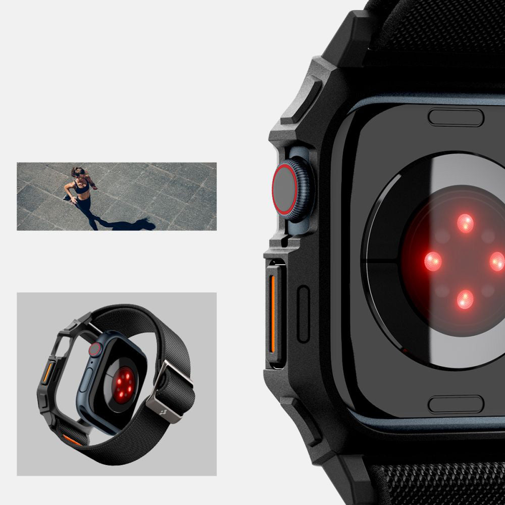 Etui mit Armband für Apple Watch 11 / 10 46 mm, Spigen Lite Fit Pro, Schwarz
