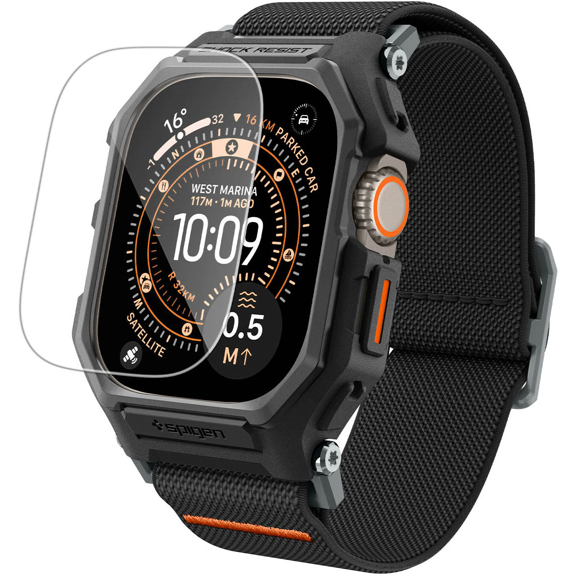 Hülle mit Armband + Glas für Apple Watch Ultra 3 / 2 / 1 (49 mm), Spigen Lite Fit Pro SP, Schwarz