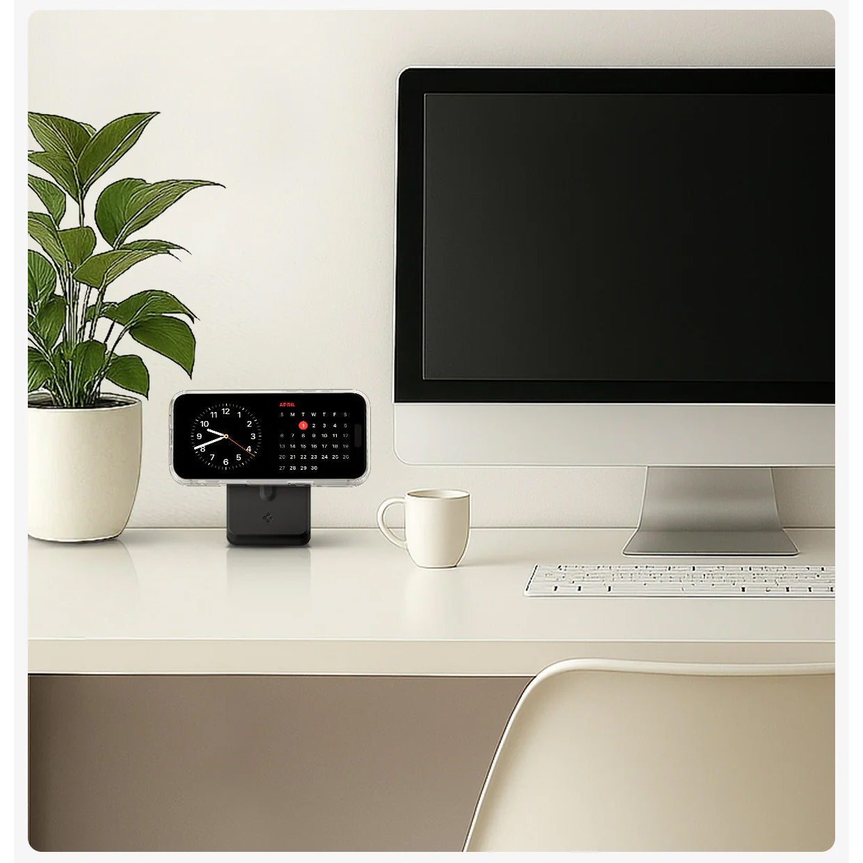 Ladestation für Qi2 25W Ladegeräte, Spigen MagSafe Charger Stand, Schwarz