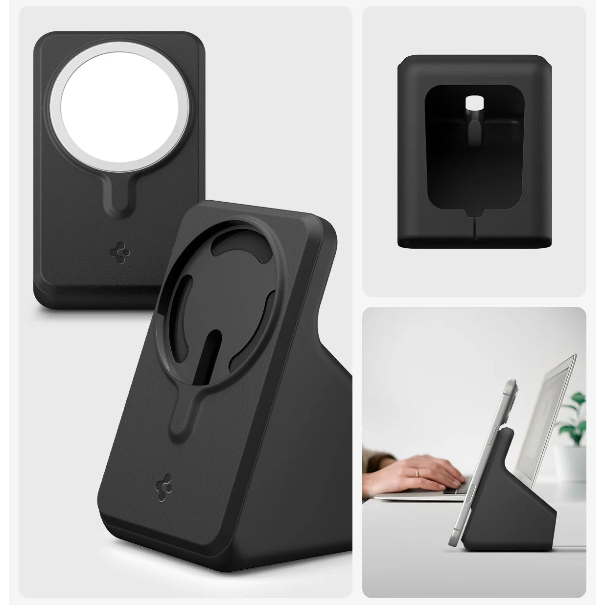 Ladestation für Qi2 25W Ladegeräte, Spigen MagSafe Charger Stand, Schwarz