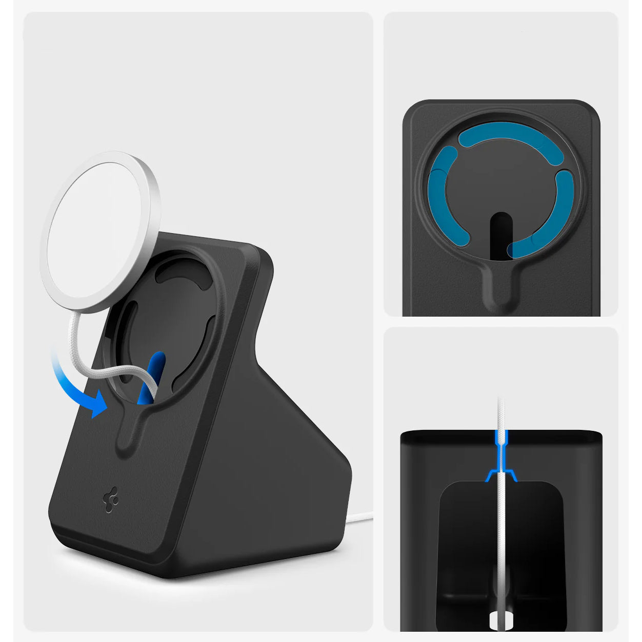 Ladestation für Qi2 25W Ladegeräte, Spigen MagSafe Charger Stand, Schwarz