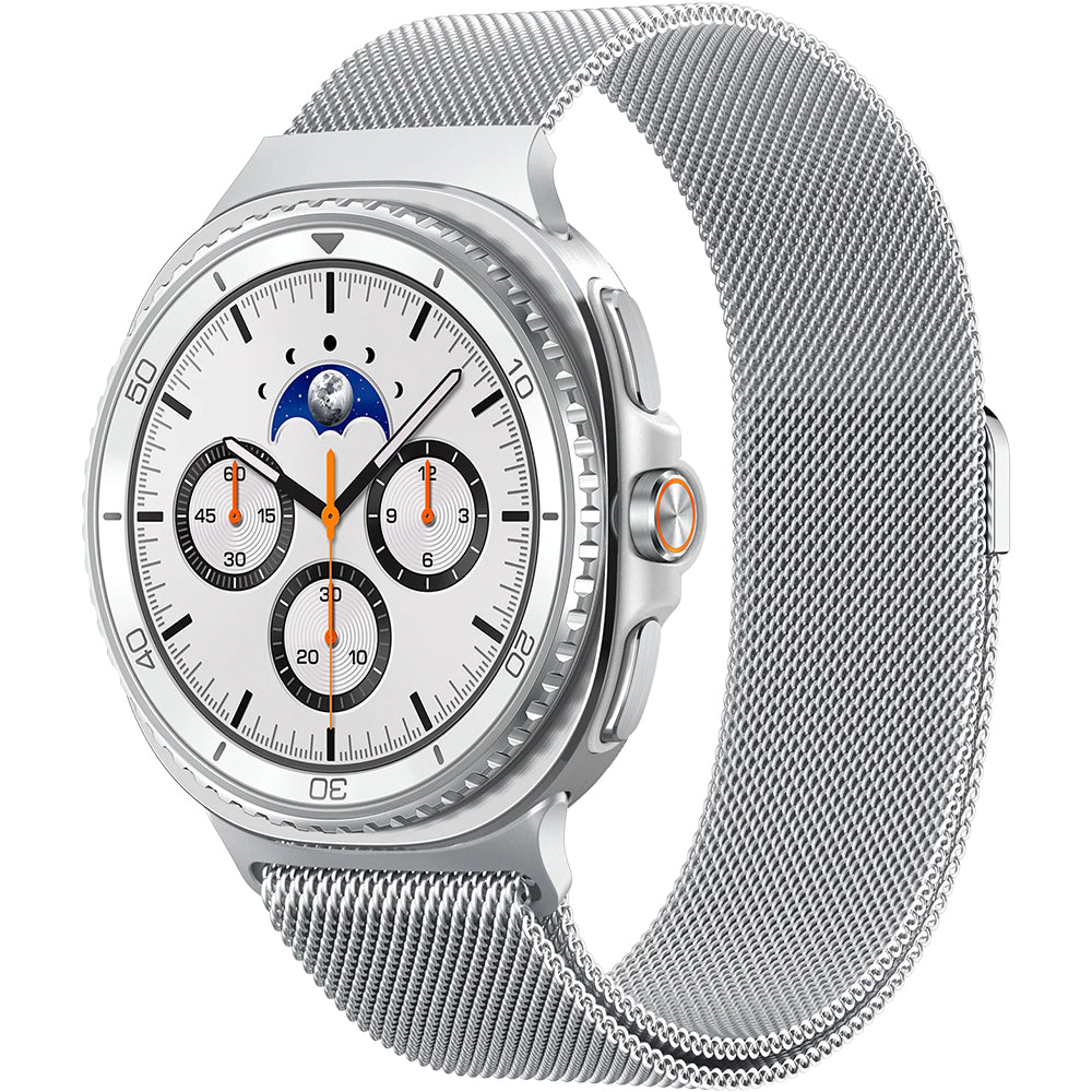 Edelstahl Armband für Galaxy Watch 9 40 mm / 44 mm / 8 40 mm / 44 mm / 8 Classic 46 mm, Spigen Metal Fit, Silbern
