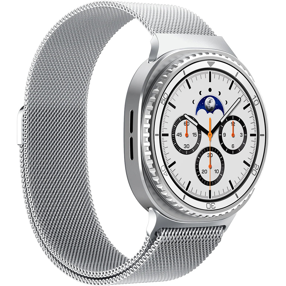 Edelstahl Armband für Galaxy Watch 9 40 mm / 44 mm / 8 40 mm / 44 mm / 8 Classic 46 mm, Spigen Metal Fit, Silbern