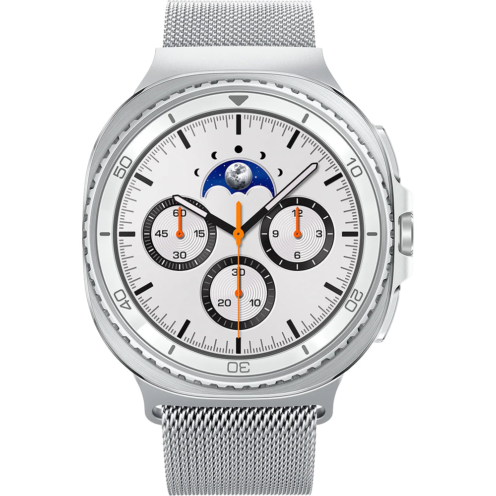 Edelstahl Armband für Galaxy Watch 9 40 mm / 44 mm / 8 40 mm / 44 mm / 8 Classic 46 mm, Spigen Metal Fit, Silbern