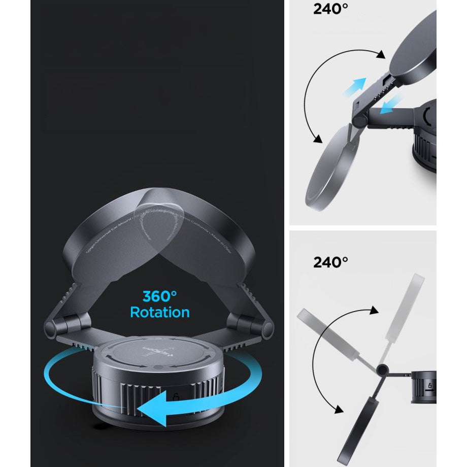 Magnetische Autohalterung für MagSafe, für Armaturenbrett, Windschutzscheibe oder Fahrzeugdisplay, Spigen MFT35-1 Magnetic, Schwarz