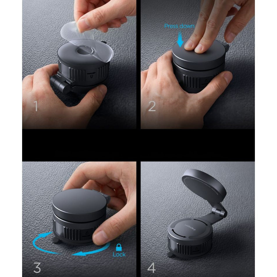 Magnetische Autohalterung für MagSafe, für Armaturenbrett, Windschutzscheibe oder Fahrzeugdisplay, Spigen MFT35-1 Magnetic, Schwarz