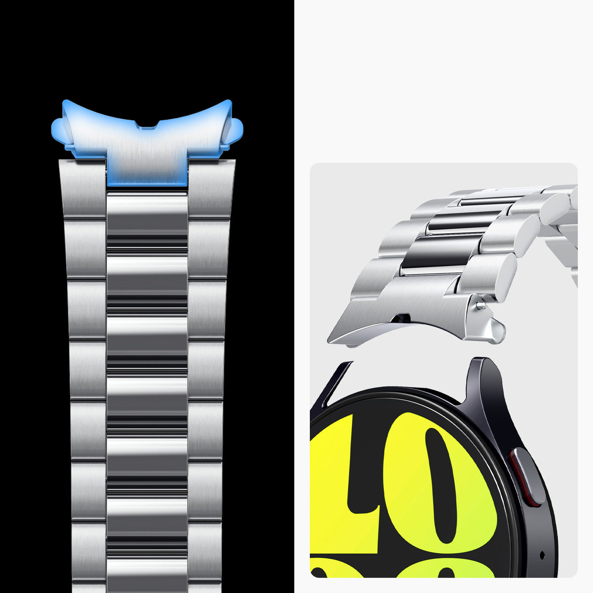 Armband für Galaxy Watch 7/6/5 Pro/5/4/FE, Spigen Modern Fit 316L, Silbern