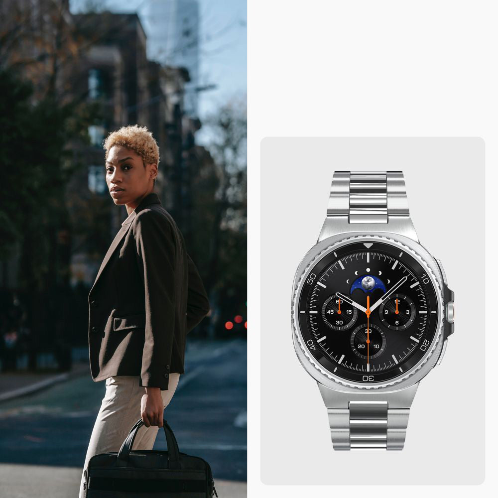 Armband für Galaxy Watch 9 40 mm / 44 mm / 8 40 mm / 44 mm / 8 Classic 46 mm, Spigen Modern Fit, Silbern