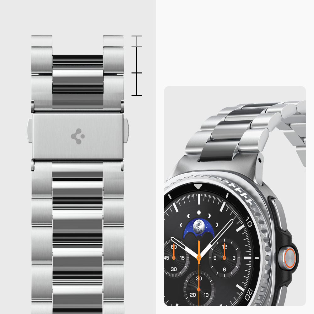 Armband für Galaxy Watch 9 40 mm / 44 mm / 8 40 mm / 44 mm / 8 Classic 46 mm, Spigen Modern Fit, Silbern