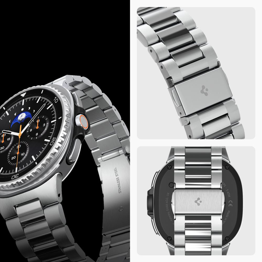 Armband für Galaxy Watch 9 40 mm / 44 mm / 8 40 mm / 44 mm / 8 Classic 46 mm, Spigen Modern Fit, Silbern